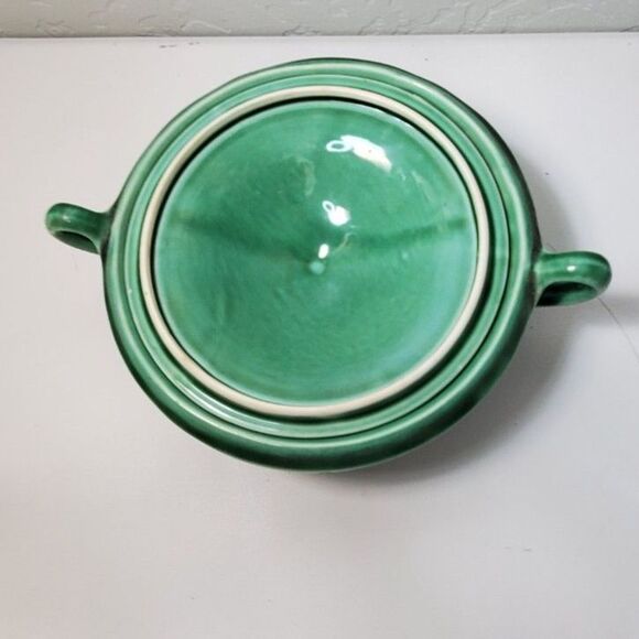 Mount Clemens Petal Green Round Covered Vegetable Bowl~Depression Era~ - Picture 2 of 4